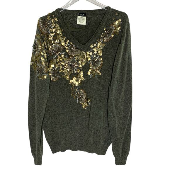 D&G DOLCE GABBANA L Vintage Embroidered Metallic Sequin Sweater Wool - Picture 1 of 8
